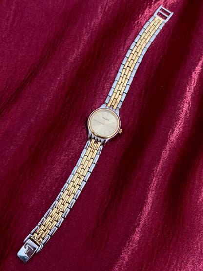 Tissot Gold Sunburst Dial Two Tone Women’s Watch, product view.