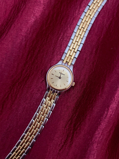 Tissot Gold Sunburst Dial Two Tone Women’s Watch, product view.