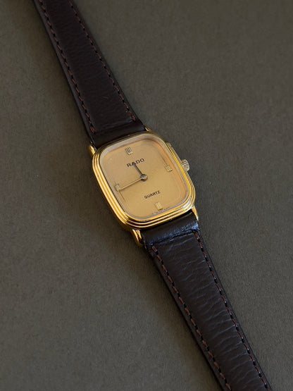 Rado Champagne Dial Stepped Cushion Women's Watch — product photograph 4, Gilded Hour NZ.