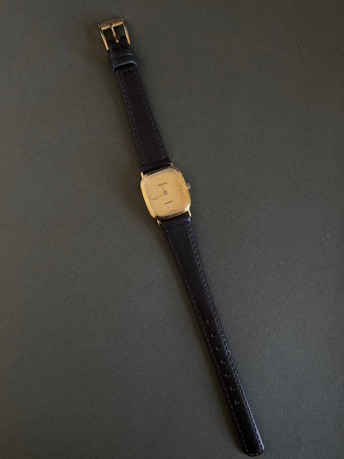 Rado Champagne Dial Stepped Cushion Women's Watch — product photograph 3, Gilded Hour NZ.