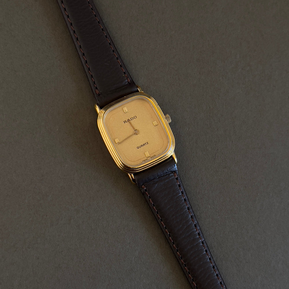 Rado Champagne Dial Stepped Cushion Women's Watch — product photograph 1, Gilded Hour NZ.