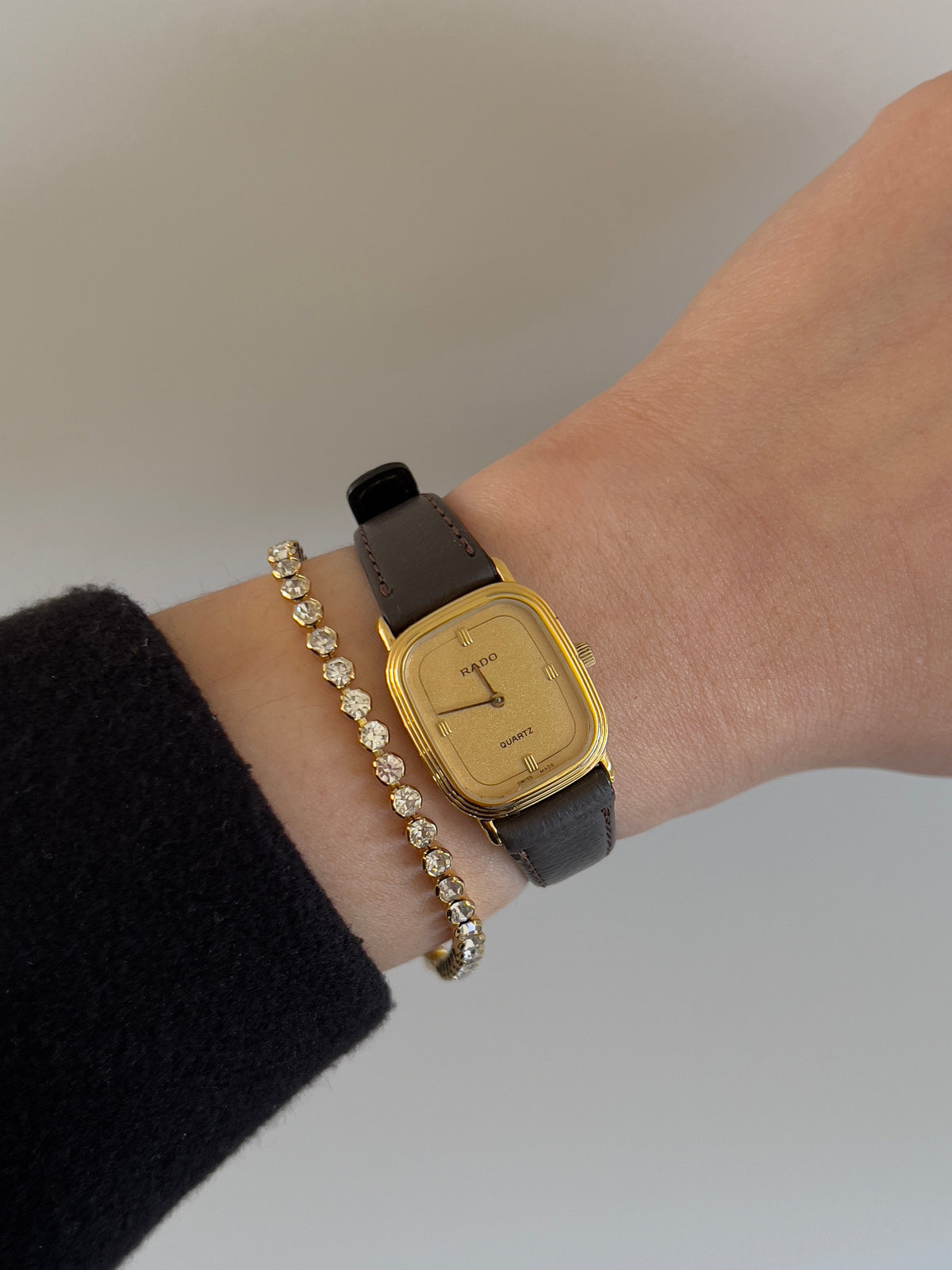 Rado Champagne Dial Stepped Cushion Women's Watch — product photograph 2, Gilded Hour NZ.