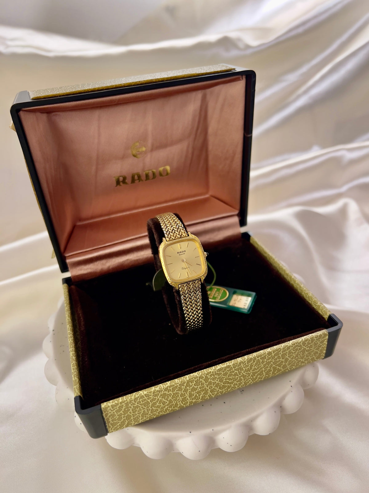 Rado Elegance Gold Tone Cushion Women's Watch — product photograph 7, Gilded Hour NZ.