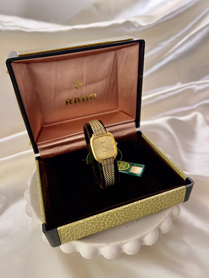 Rado Elegance Gold Tone Cushion Women's Watch — product photograph 7, Gilded Hour NZ.