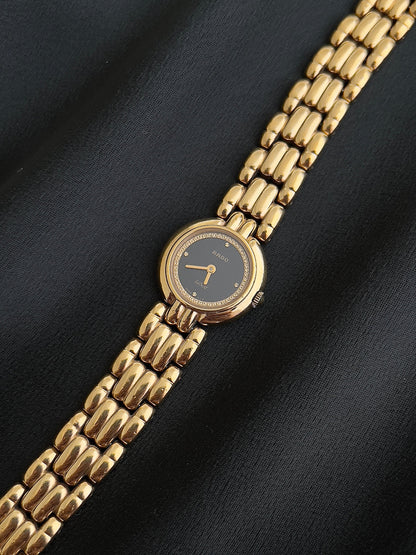 Rado Le Soir Black Gold watch — angled case view
