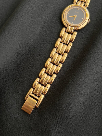 Rado Le Soir Black Gold watch — full gold bracelet