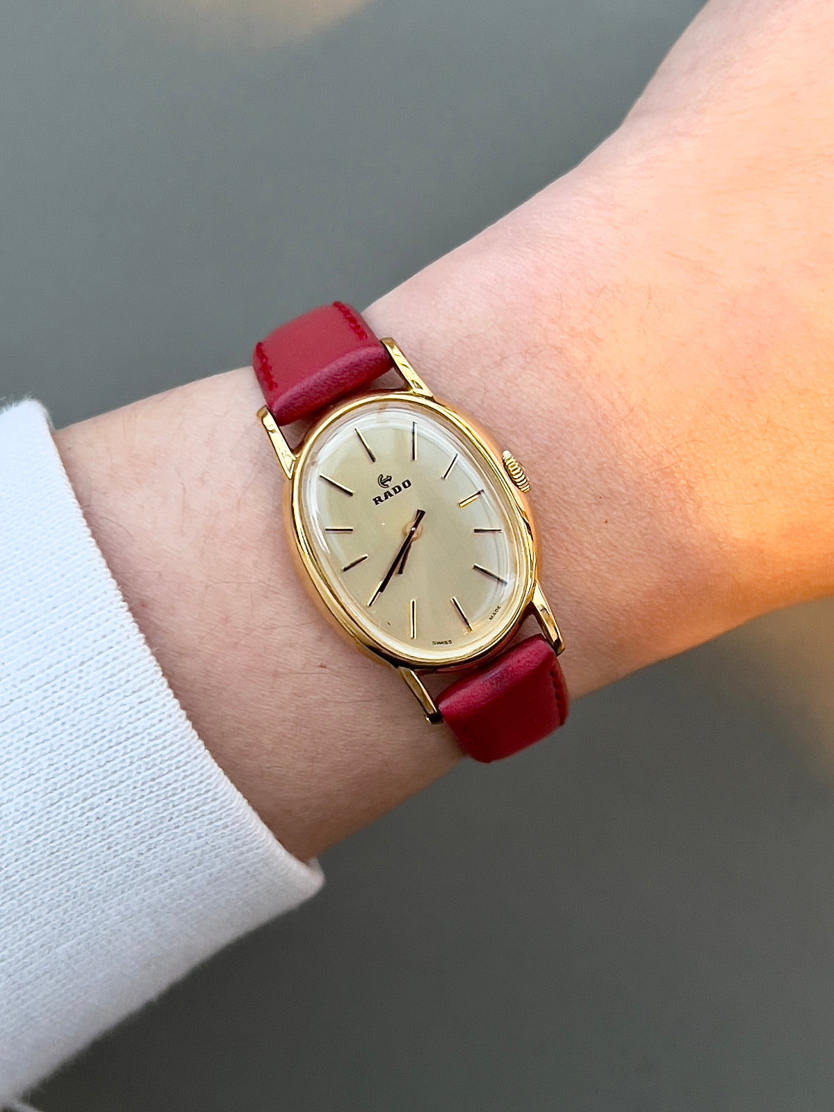 Rado Champagne Oval Gold Tone Women's Watch — product photograph 2, Gilded Hour NZ.